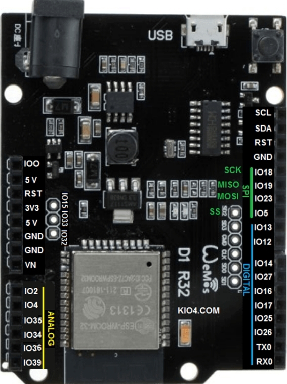 Image of Wemos D1 R32 (All Pins)