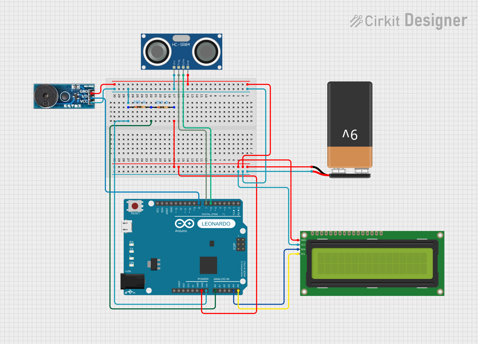 Image of Arduino Ultrasonic Sensor-Based Battery Level Indicator with Buzzer