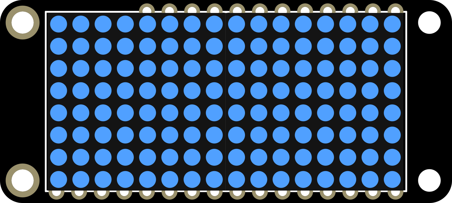 Image of Adafruit 8x16 LED Matrix FeatherWing - Blue