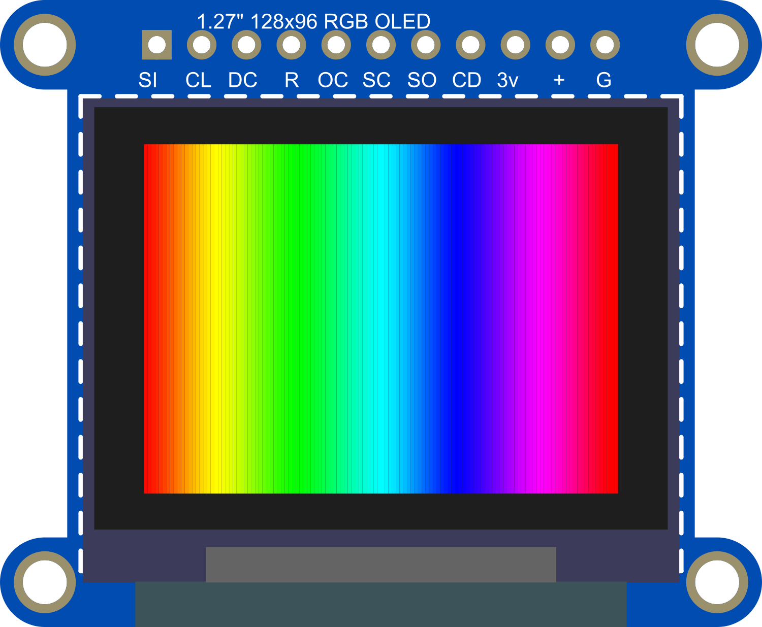 Image of Adafruit 1.27 inch 16-bit Color OLED w microSD holder