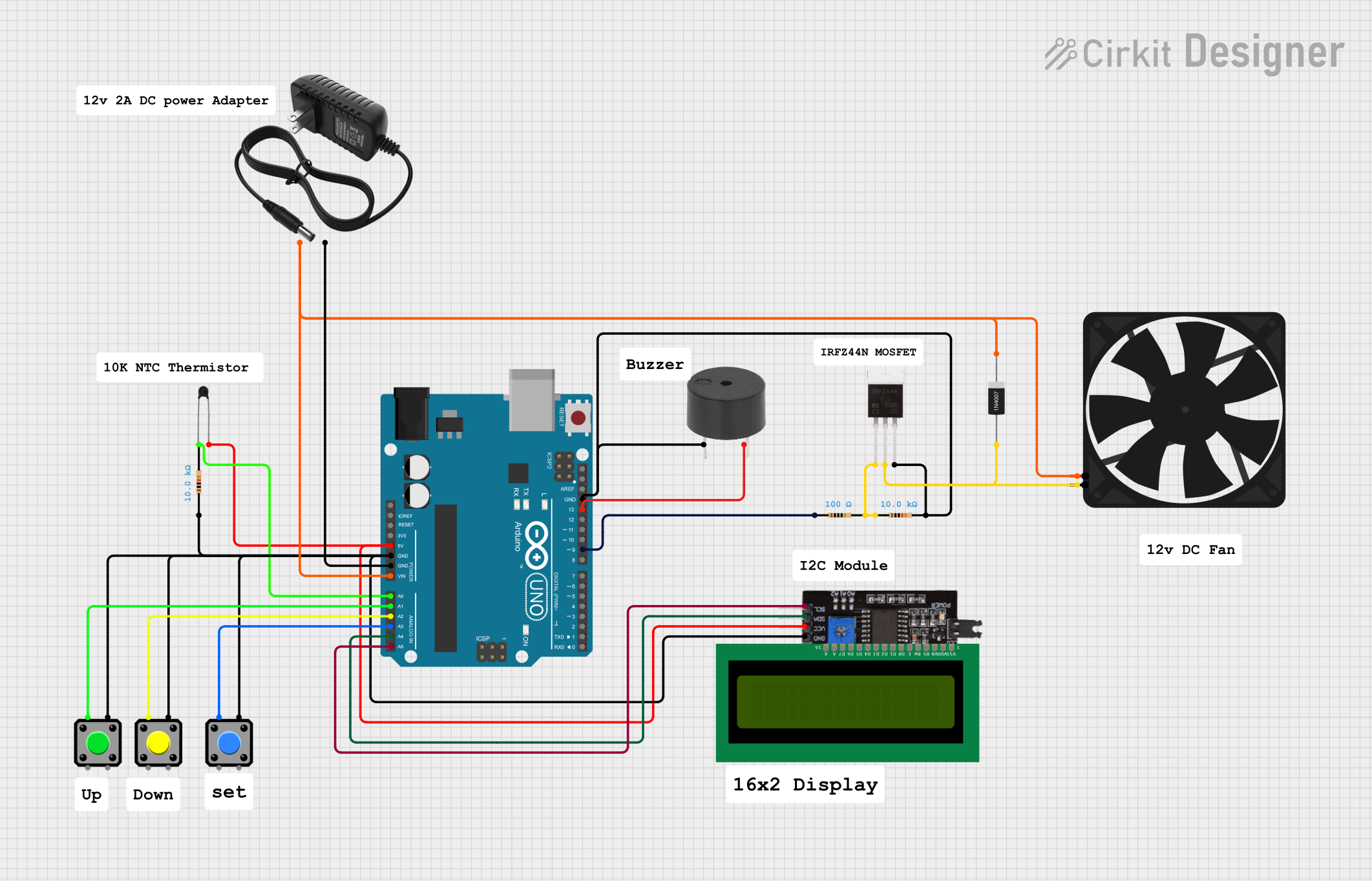 Image of circuit diagram: A project utilizing Thermistor in a practical application