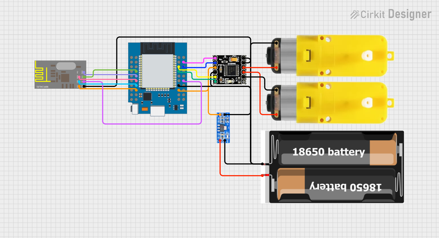 Image of SMARS with RF2401- DRV8833: A project utilizing DRV8833 Dual Motor Driver Carrier in a practical application