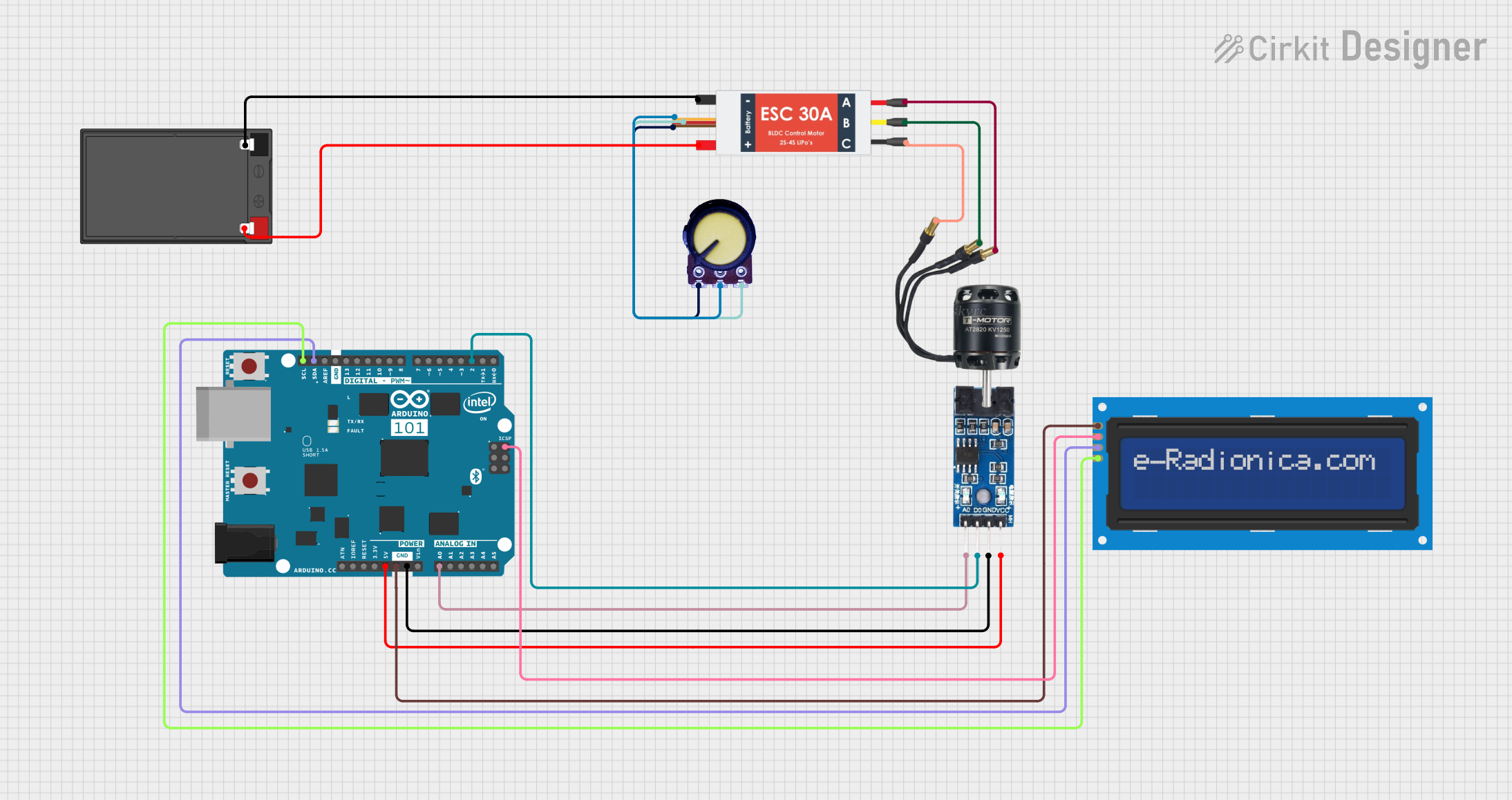 Image of Arduino 101 BLDC Motor Controller with LCD Display and Potentiometer