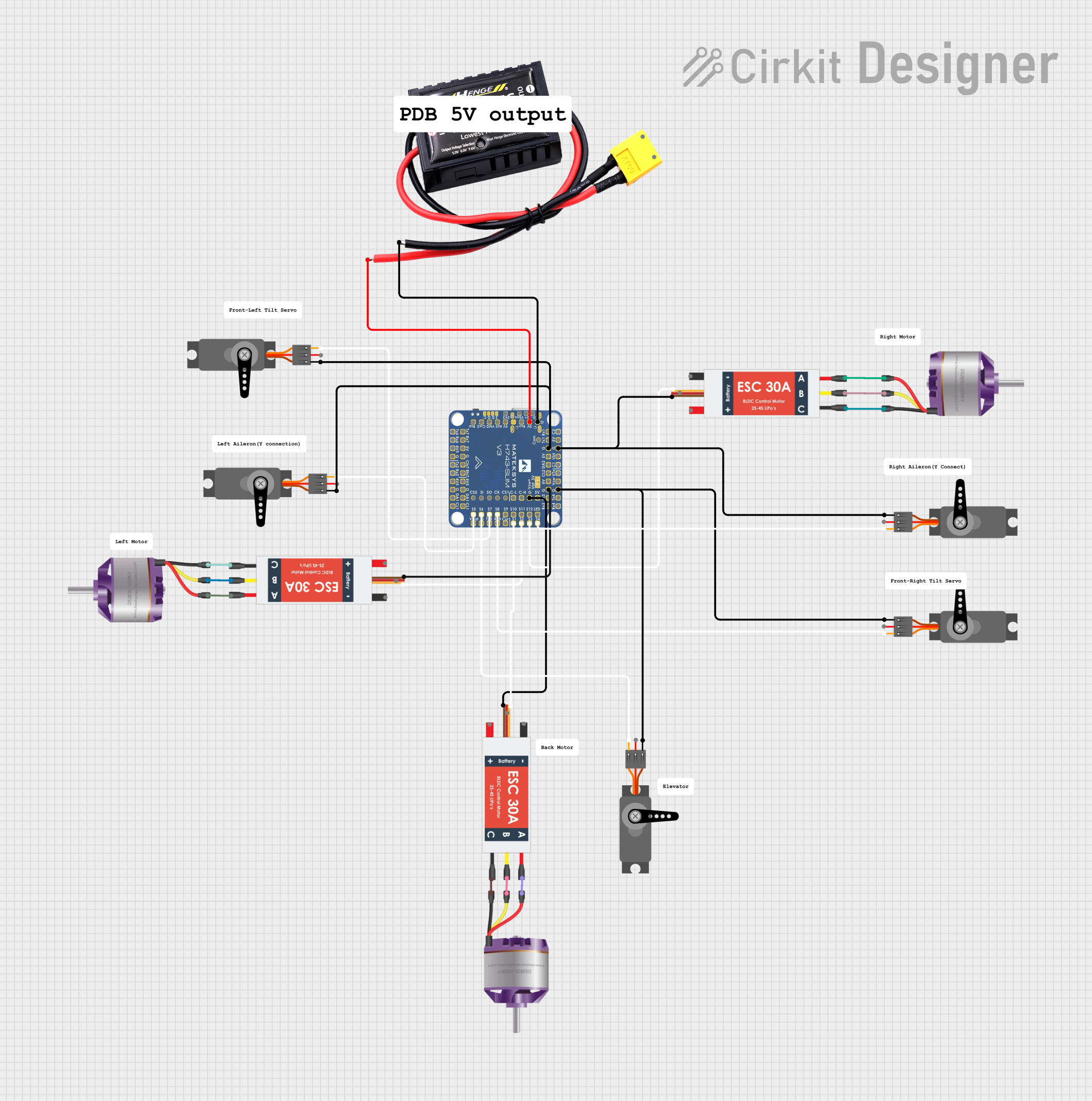 Image of T1 Ranger PNP---Matek h743 Slim V3 Wiring Diagram: A project utilizing H743-SLIM V3 in a practical application