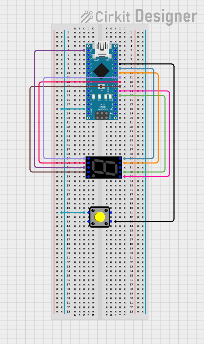 Image of dice: A project utilizing Seven Segment Display (Wokwi Compatible) in a practical application