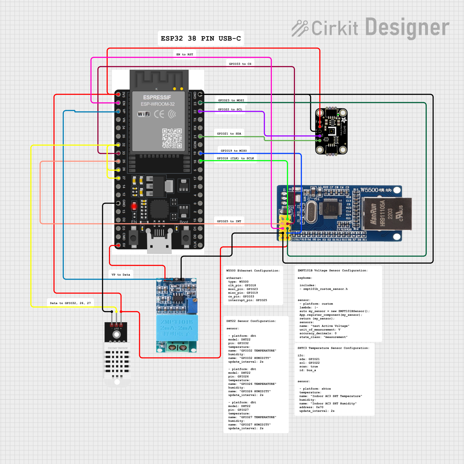 Image of ESP32 38Pin USBC: A project utilizing AD22100 - Voltage Output Temperature Sensor with Signal Conditioning in a practical application