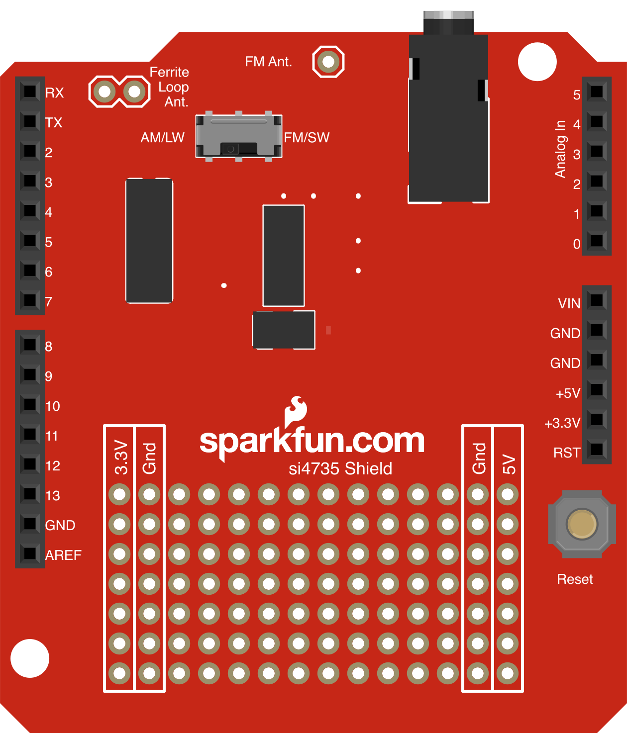 Image of SparkFun Si4735 AM & FM Receiver Shield