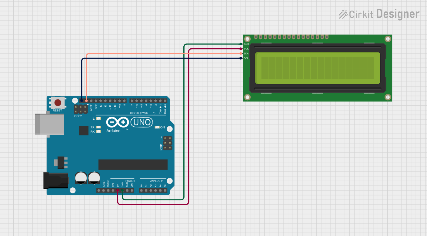 Image of I2C LCD Display Simulation Demo: A project utilizing LCD Display 16x2 in a practical application
