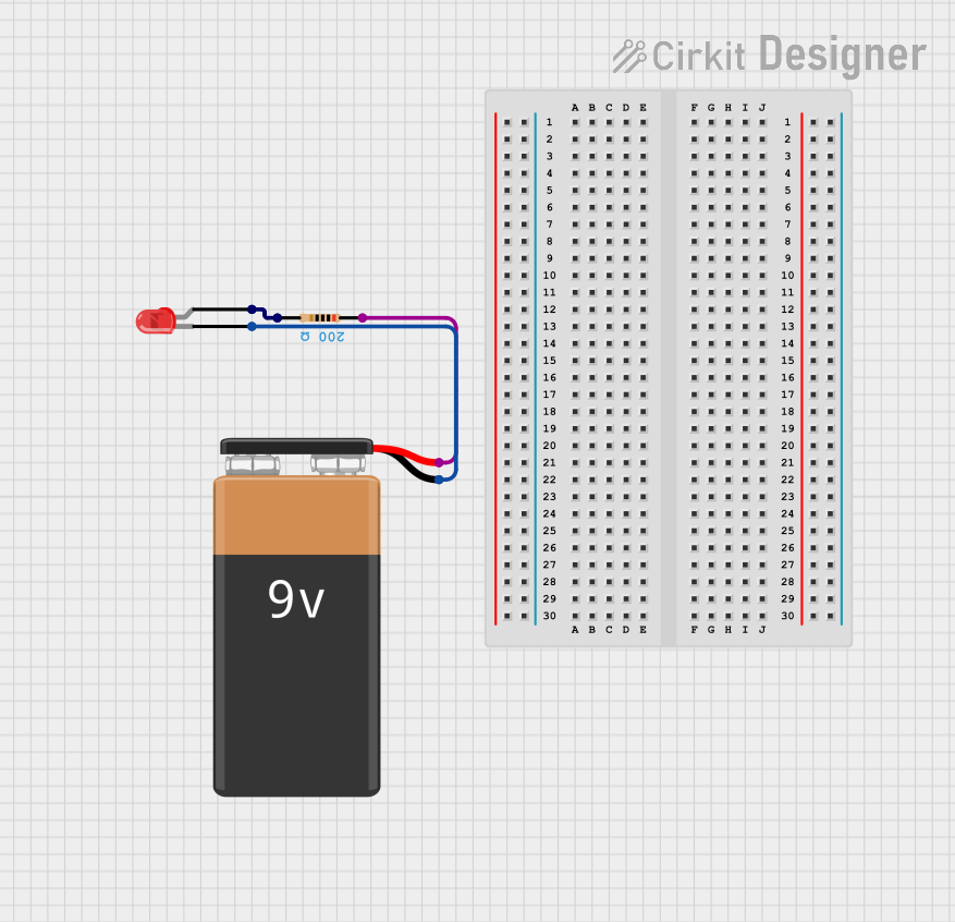 Image of Battery-Powered LED Circuit with Resistor