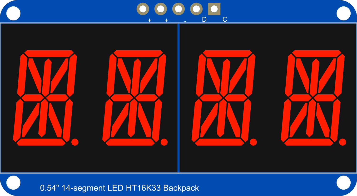 Image of Adafruit 14-segment LED Alphanumeric Backpack Red