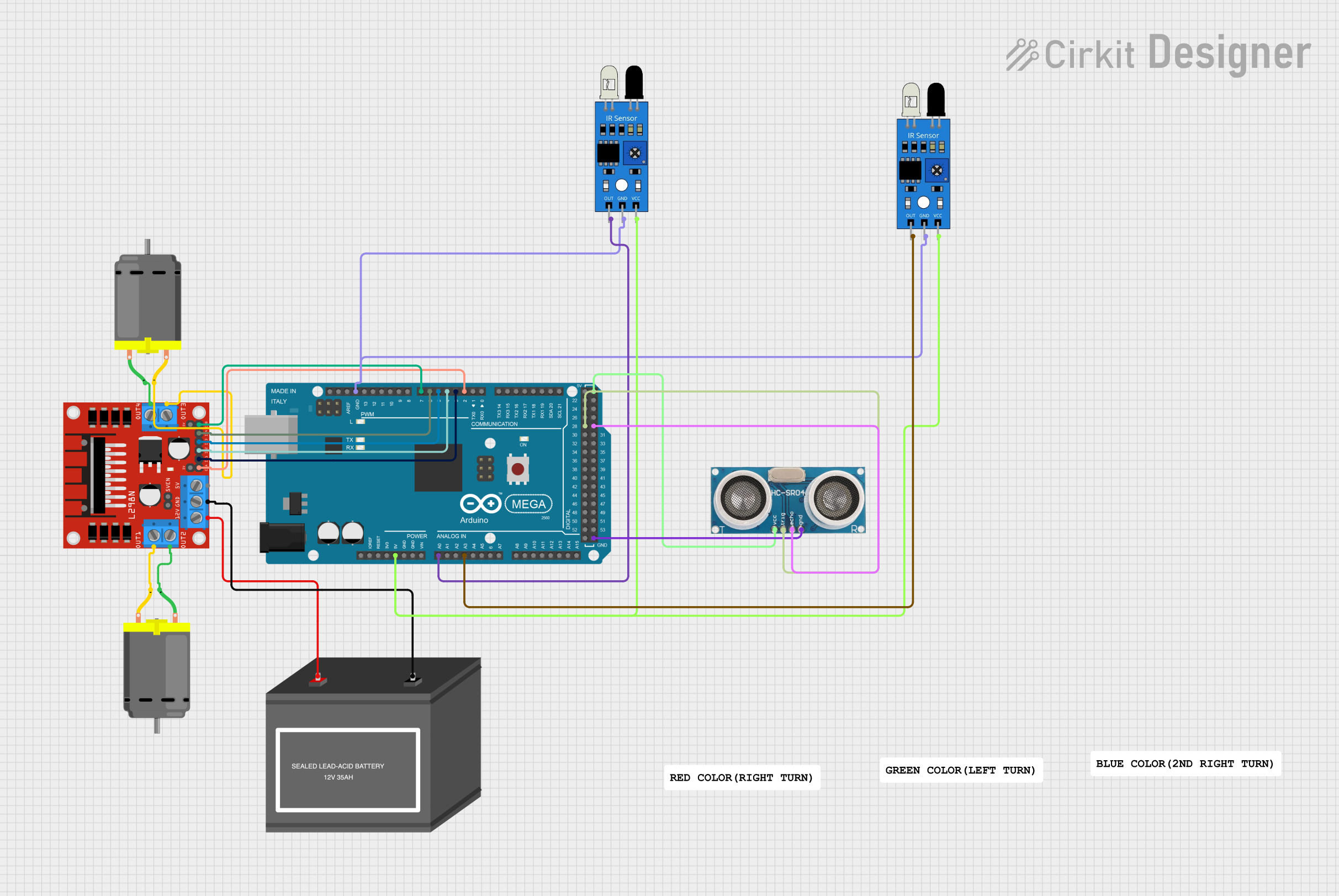 Image of Arduino Mega 2560 Line-Following Robot with Obstacle Detection
