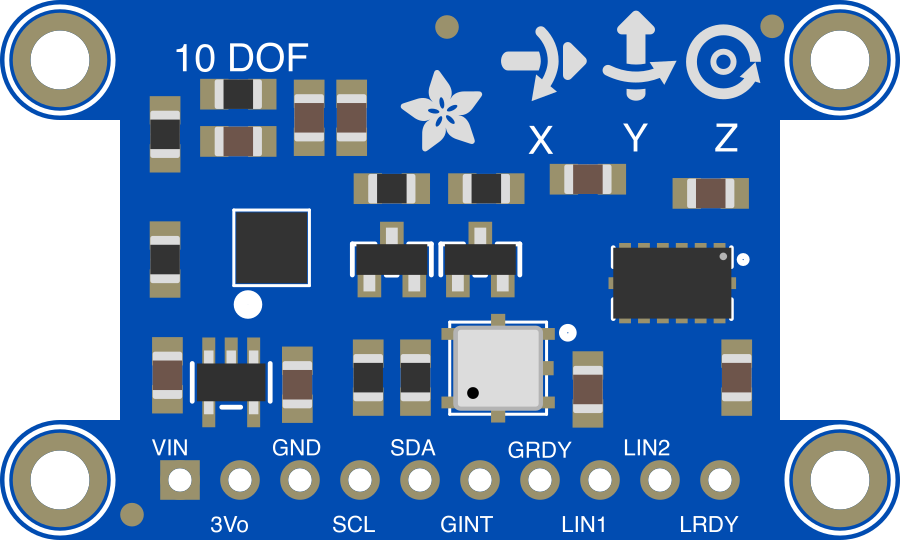 Image of 10-DOF IMU L3GD20H + LSM303 + BMP180