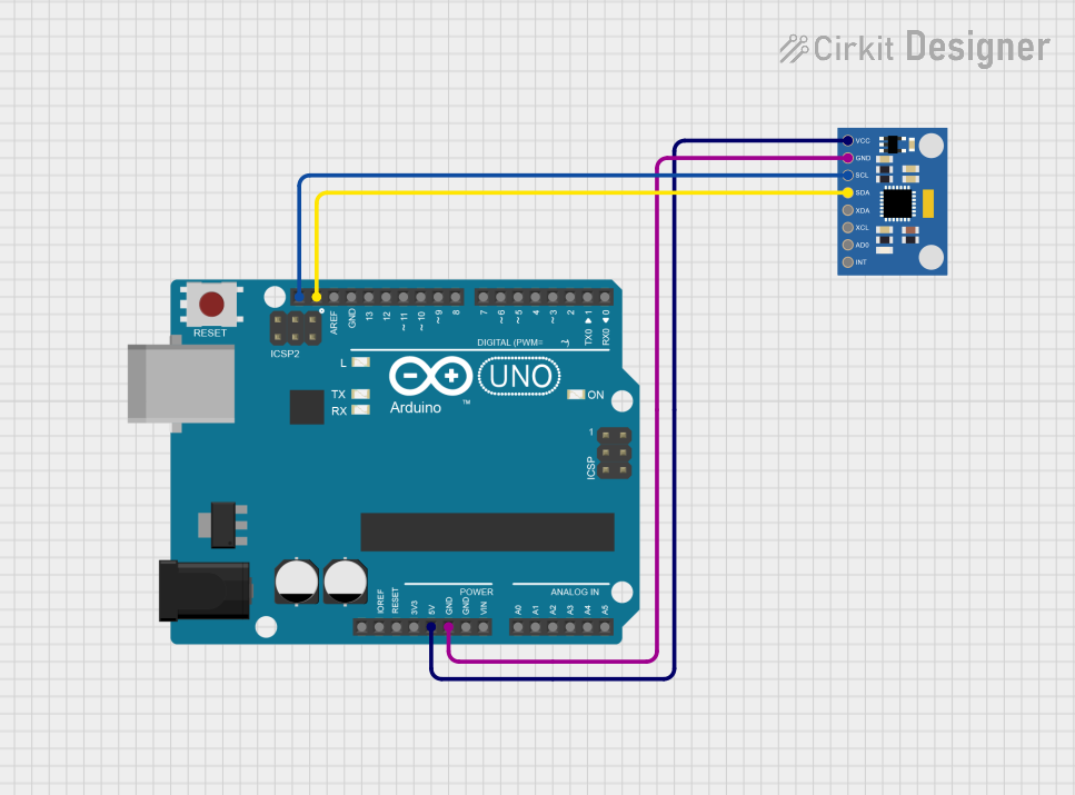 Image of MPU6050 Sim Test (Adafruit): A project utilizing MPU6050 Accelerometer + Gyroscope (Wokwi Compatible) in a practical application