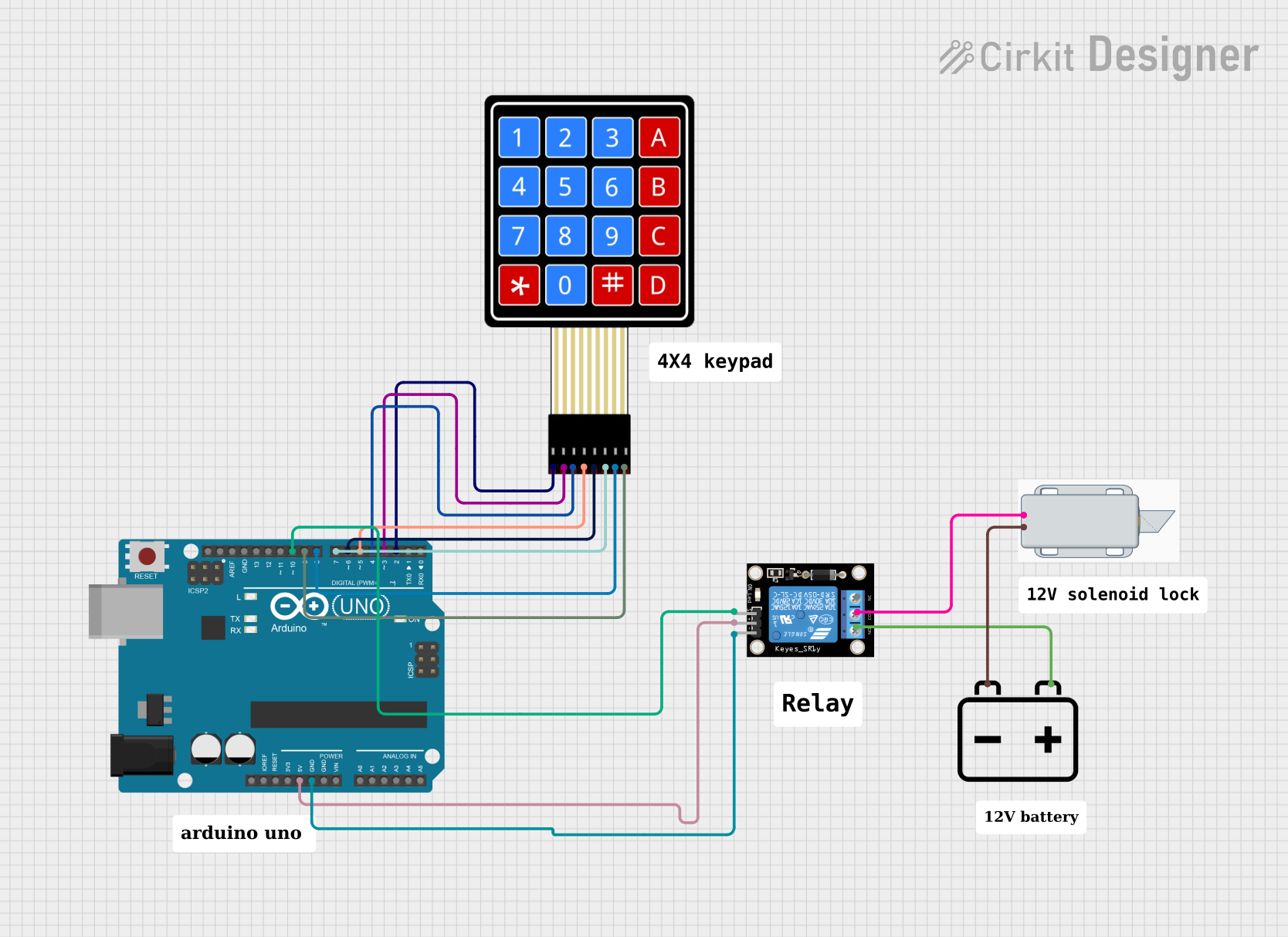 Image of Password-Protected Door Lock System: A project utilizing 12V solenoid lock in a practical application