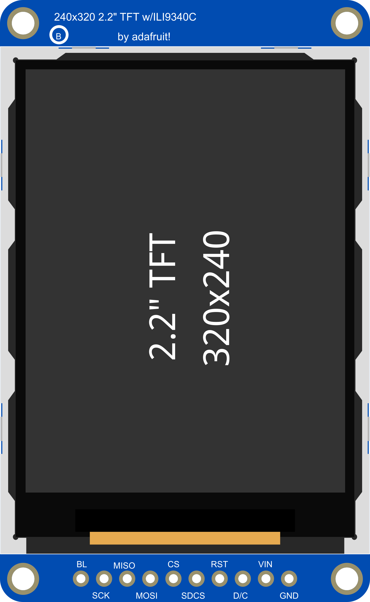 Image of Adafruit TFT 2.2 inch 320x240 w microSD