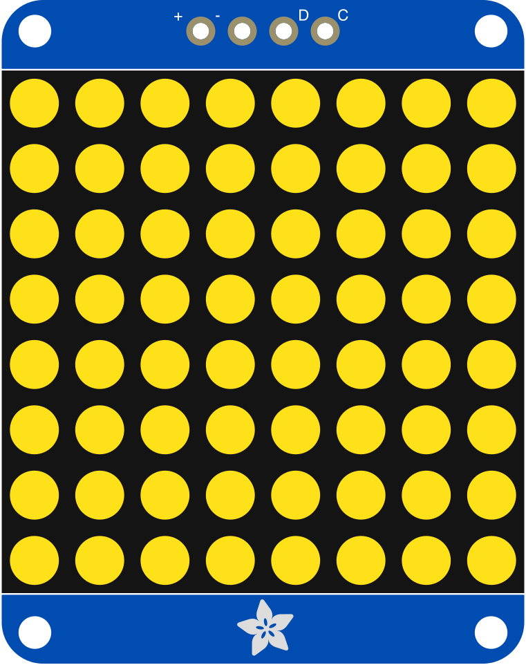Image of Adafruit 1.2 Inch 8x8 LED Matrix Backpack - Yellow
