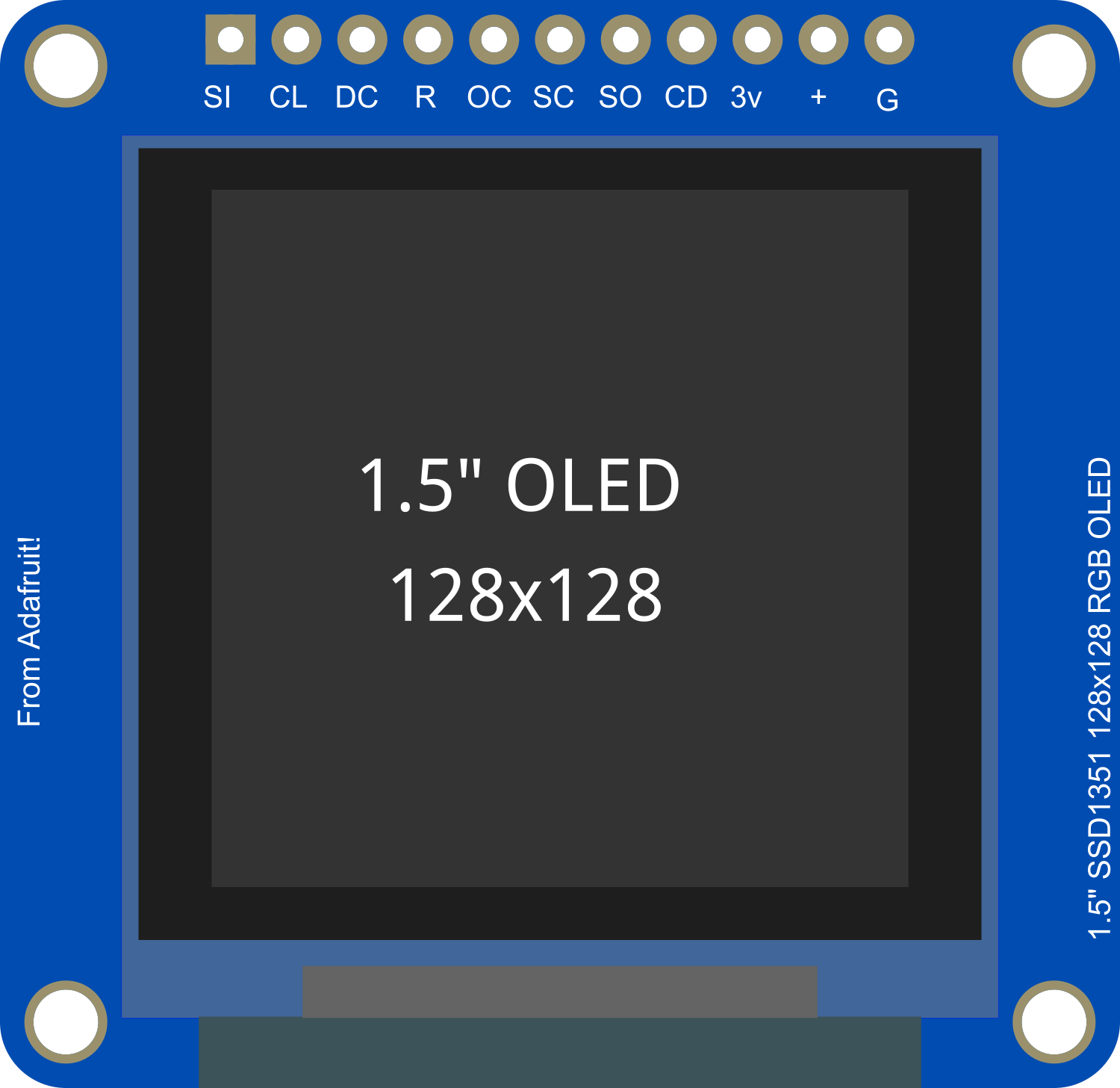 Image of Adafruit OLED Color 1.5 inch 128x128 w microSD