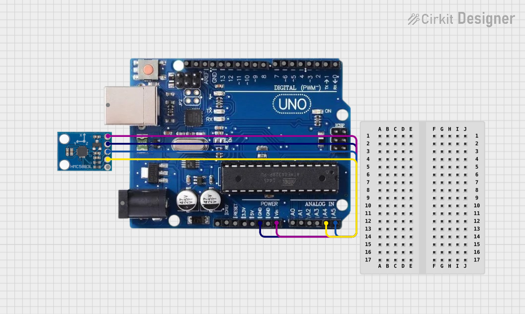 Image of Magnometer: A project utilizing Adafruit HMC5883L Triple-axis Magnetometer in a practical application