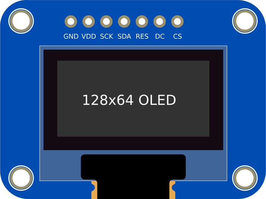 Image of 128x64 0.96 inch SPI Monochrome OLED display