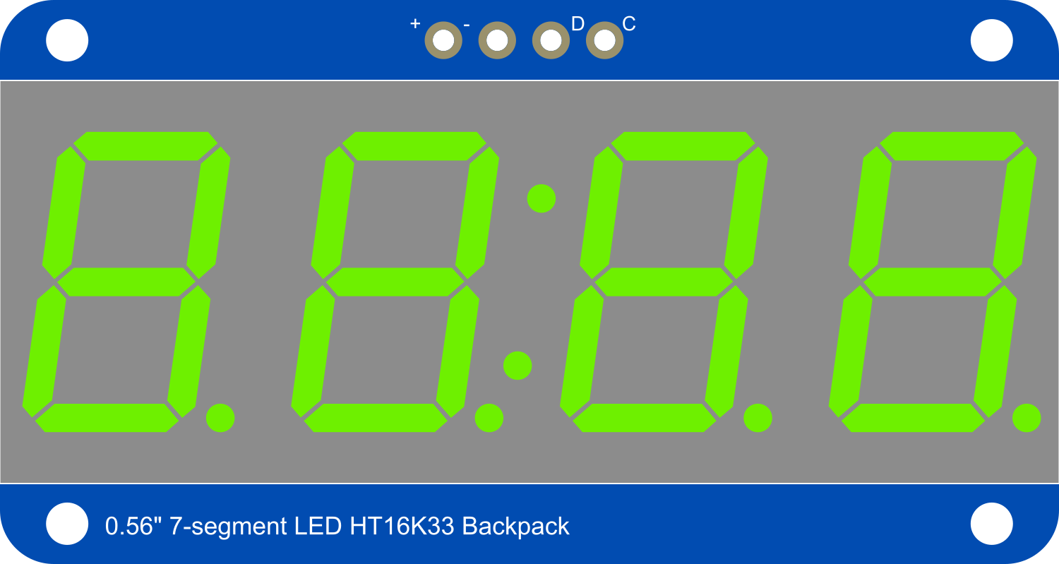 Image of Adafruit 0.56 inch 7-segment LED Backpack Green