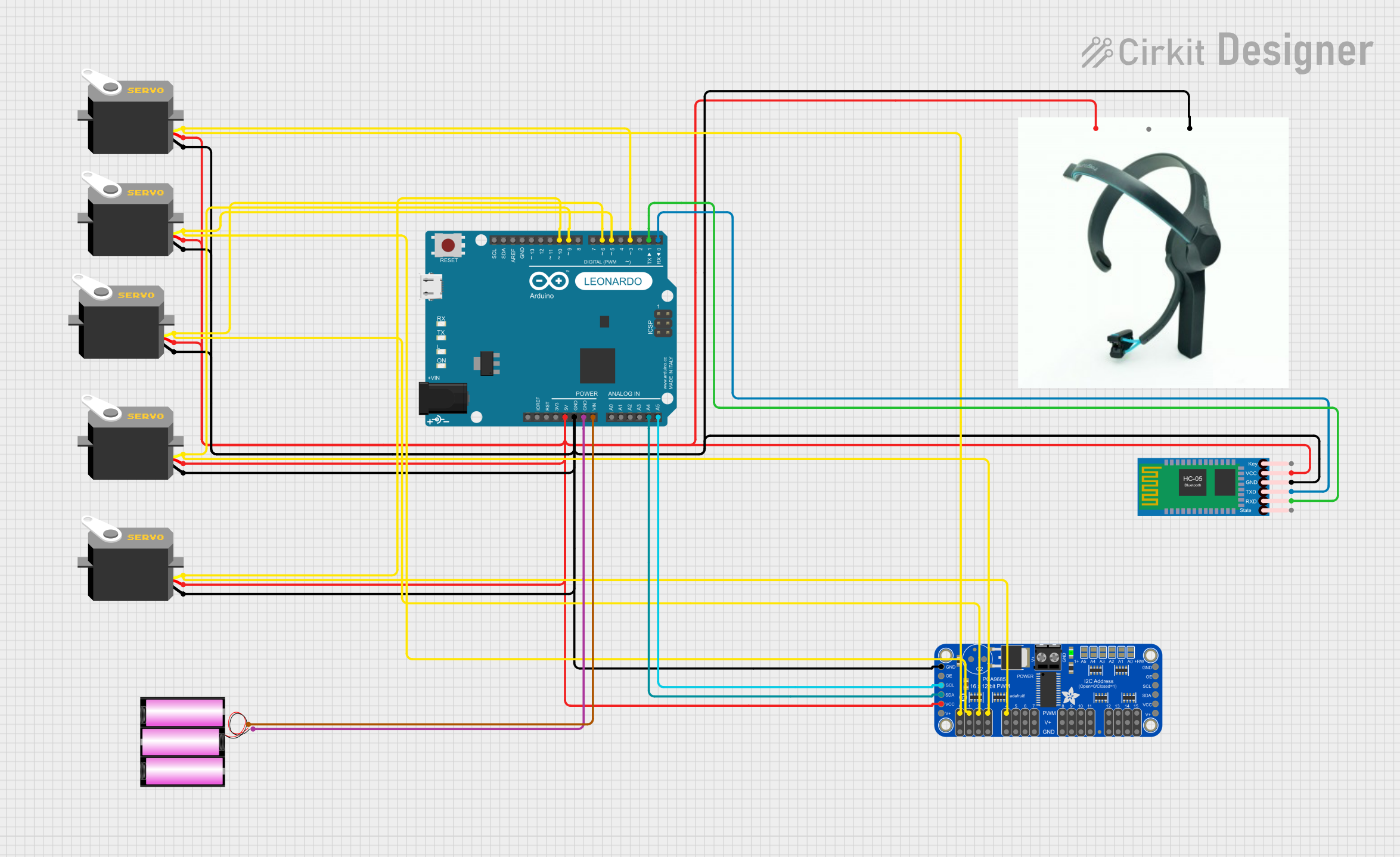 Arduino LeonardoControlled Servo System with Bluetooth and Neurosky