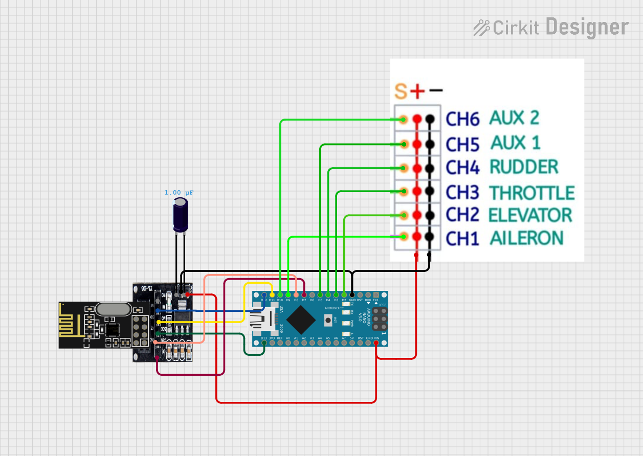 Image of Reciever: A project utilizing Adapter mit AMS1117 für NRF24L01 Wireless RF Transceiver Modul 2,4 GHz mit 8Pins in a practical application