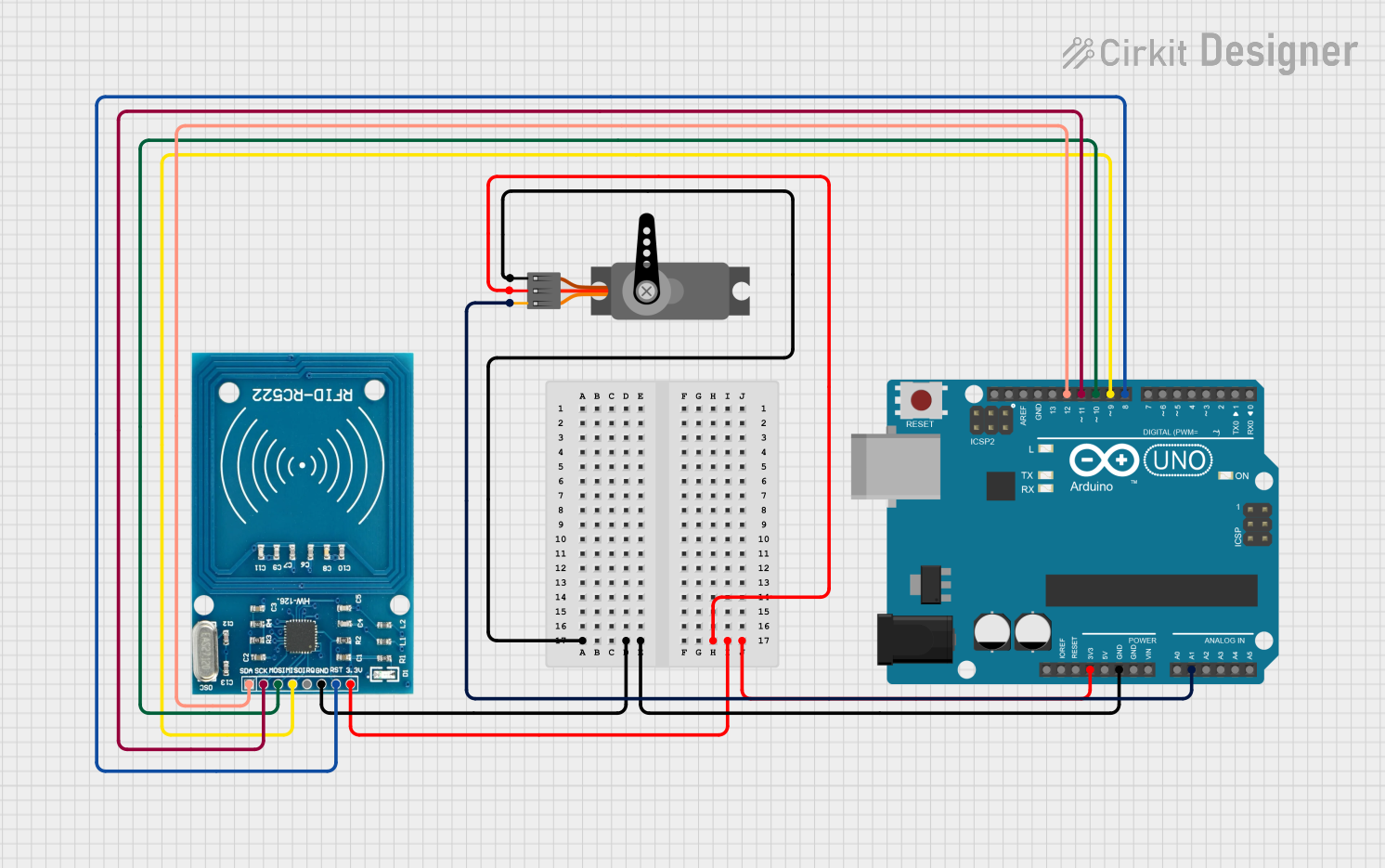 Image of Eco RFID Transportation: A project utilizing RFID-RC522_32b368d26333377f3b2822620679be01_1_schematic in a practical application