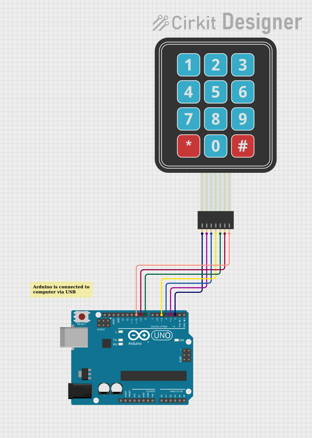 Image of Connect Adafruit 3x4 Matrix Keypad to Arduino Uno: A project utilizing Membrane Matrix Keypad in a practical application