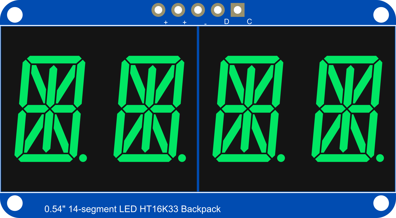 Image of Adafruit 14-segment LED Alphanumeric Backpack Pure Green