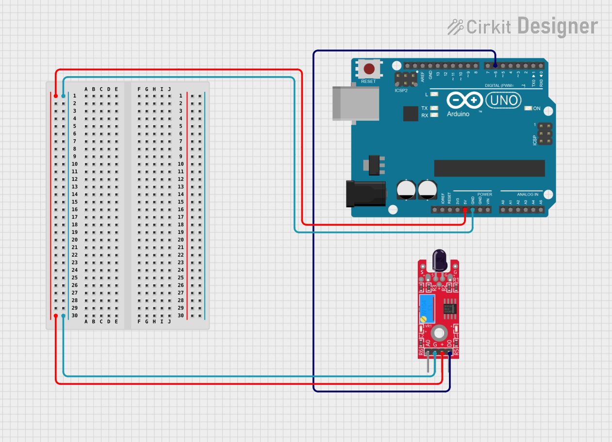 Image of flame_wiring: A project utilizing kY-026 Flame Sensor in a practical application