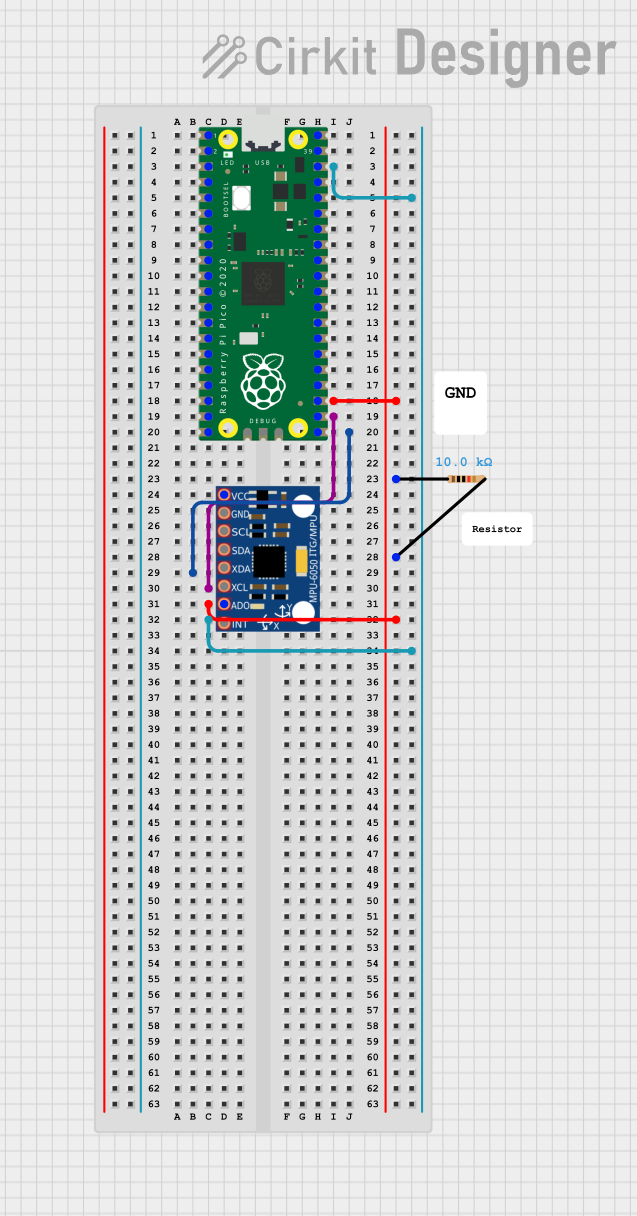 Image of Raspberry Pi Pico-Based MPU-6050 Sensor Interface with Resistor Network