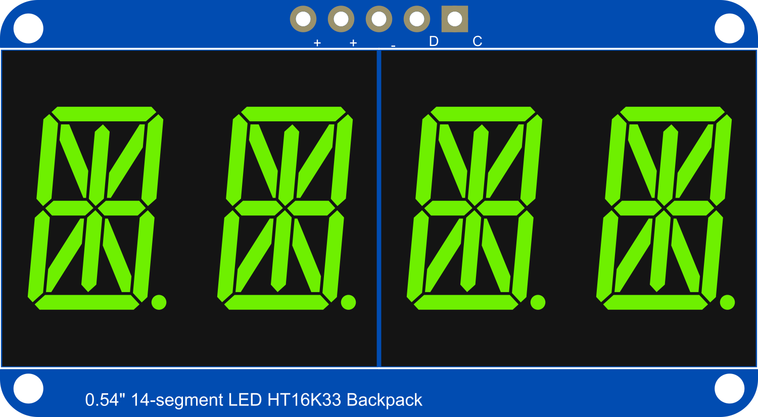 Image of Adafruit 14-segment LED Alphanumeric Backpack Yellow-Green