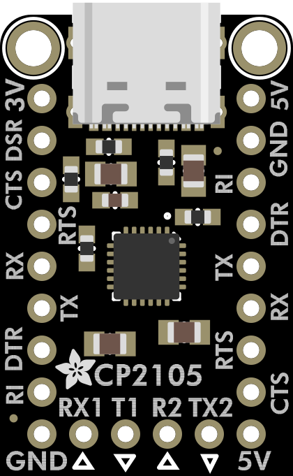 Image of Adafruit CP2105 Friend - USB to Dual UART Serial Converters