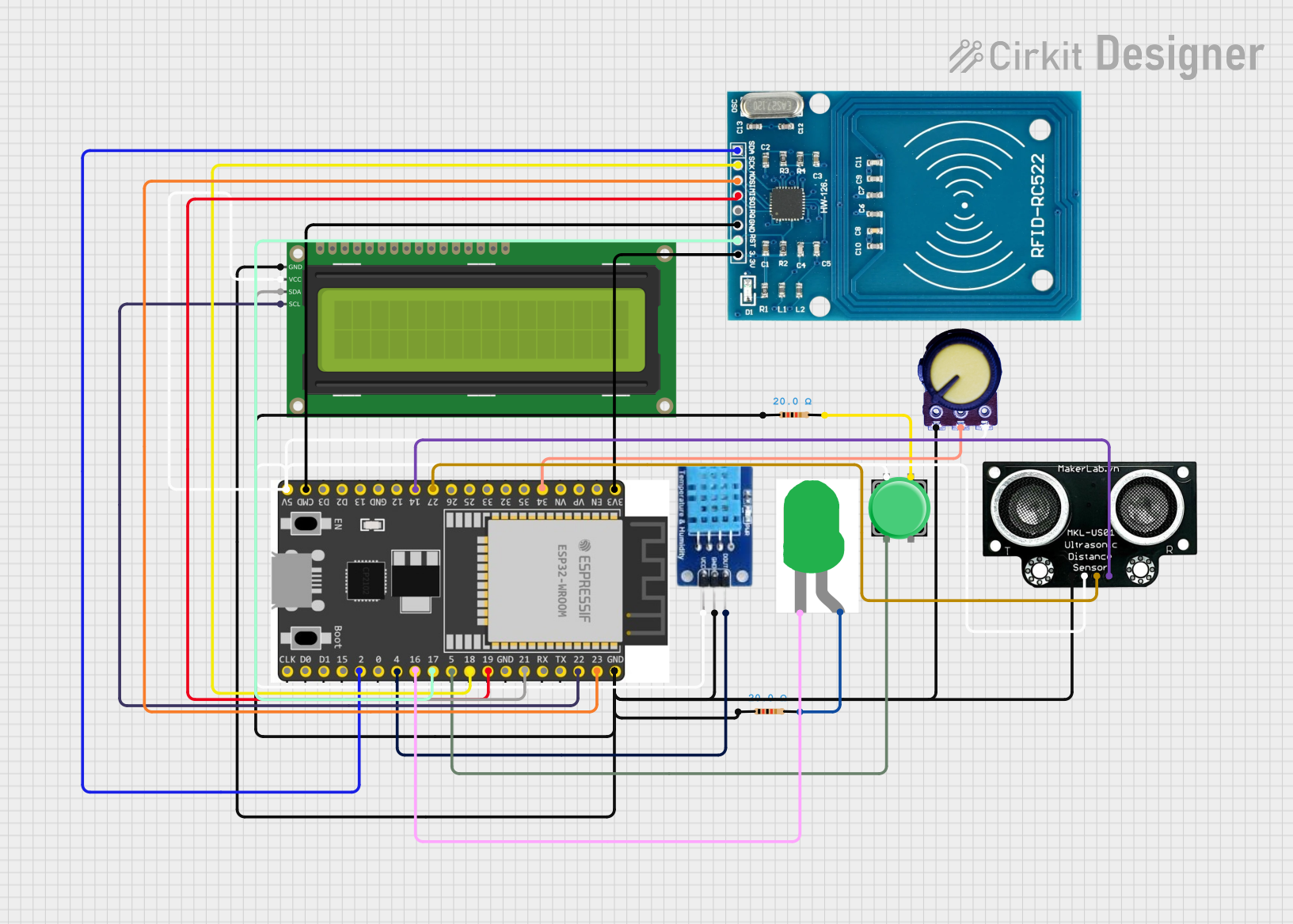 Image of Esp32_Board_01_Exemplo_Led_DHT11_Potenciometro_Button: A project utilizing ESP32 UWD in a practical application