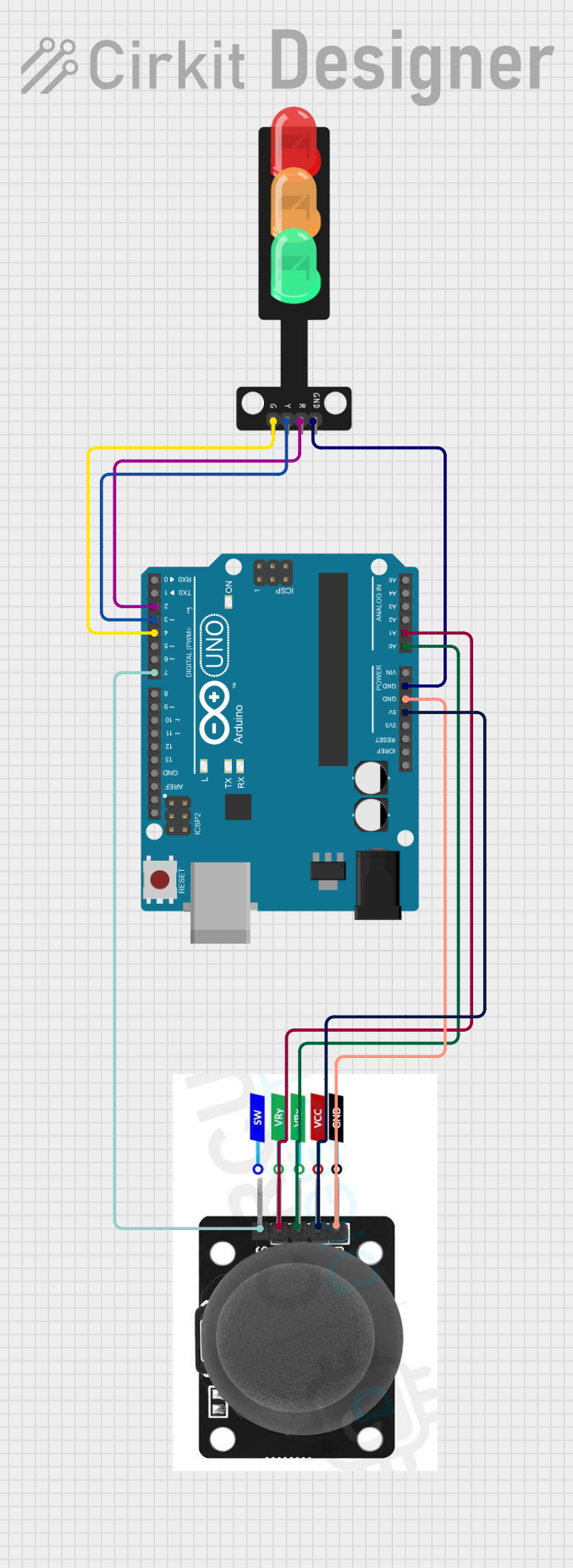 Image of Arduino UNO Controlled Traffic Light System with Joystick Module