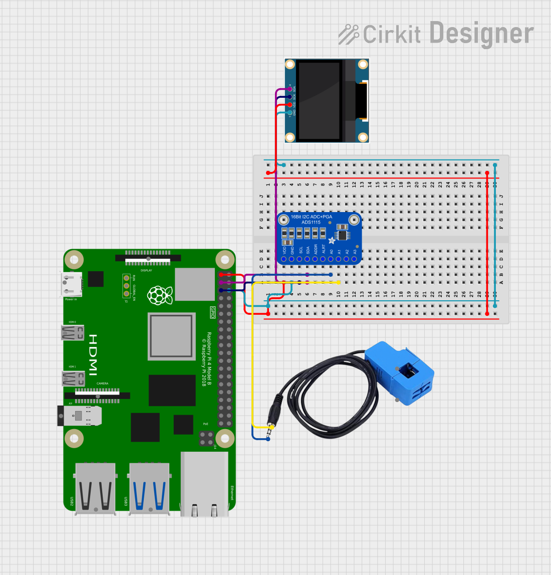 Image of Virtual Energy Monitoring Circuit: A project utilizing ADS1115 16-Bit ADC - 4 Channel  in a practical application