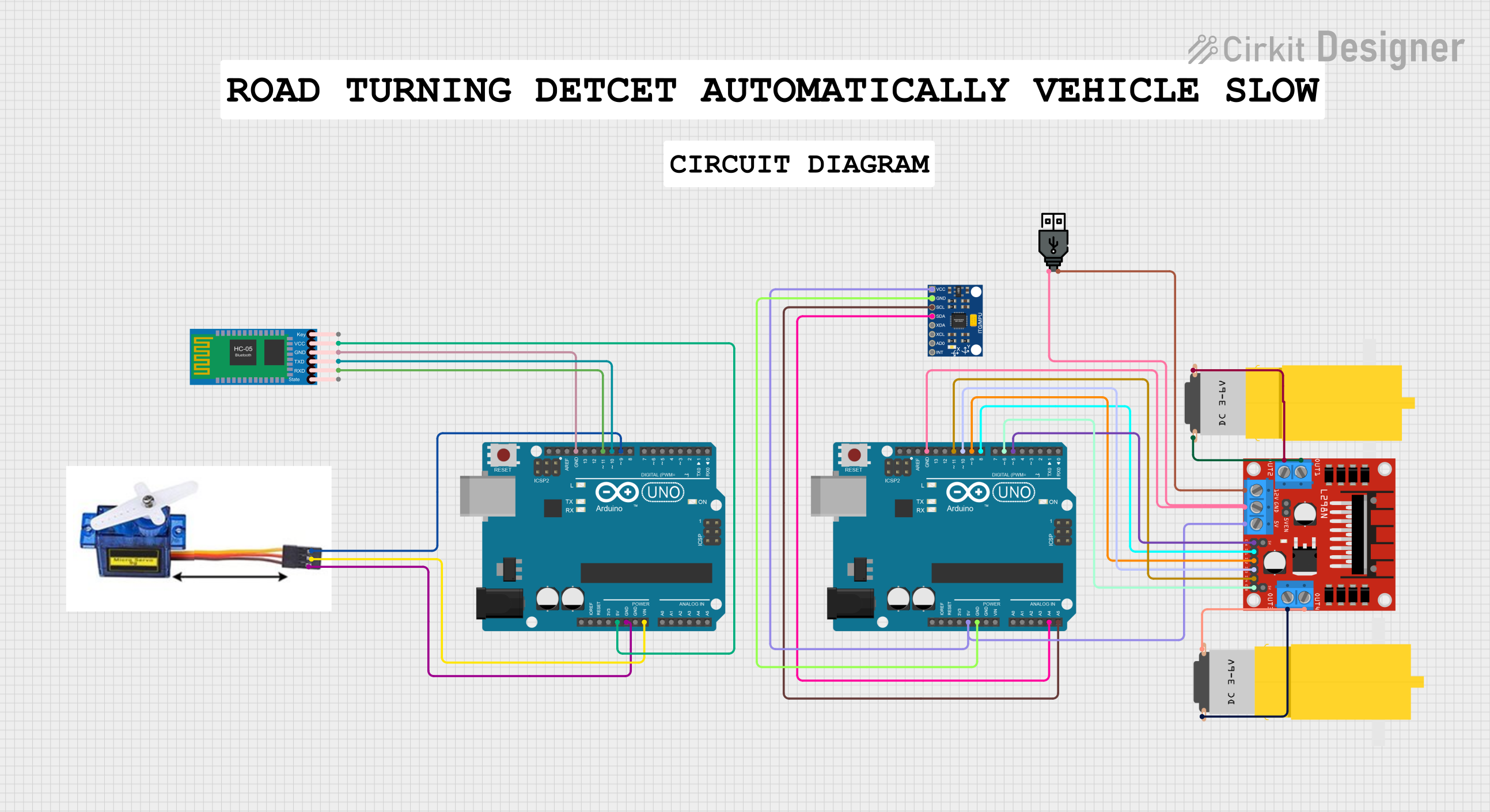 Image of road turning detect automatically vehicles slow: A project utilizing Adafruit USB Boarduino in a practical application