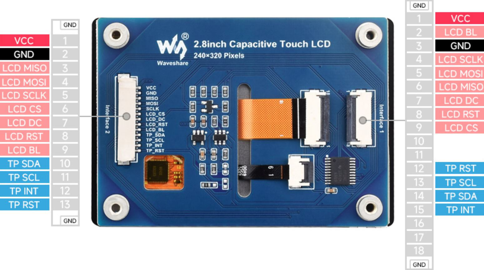 Image of 2.8 Inch Capacitive Touch LCD Display