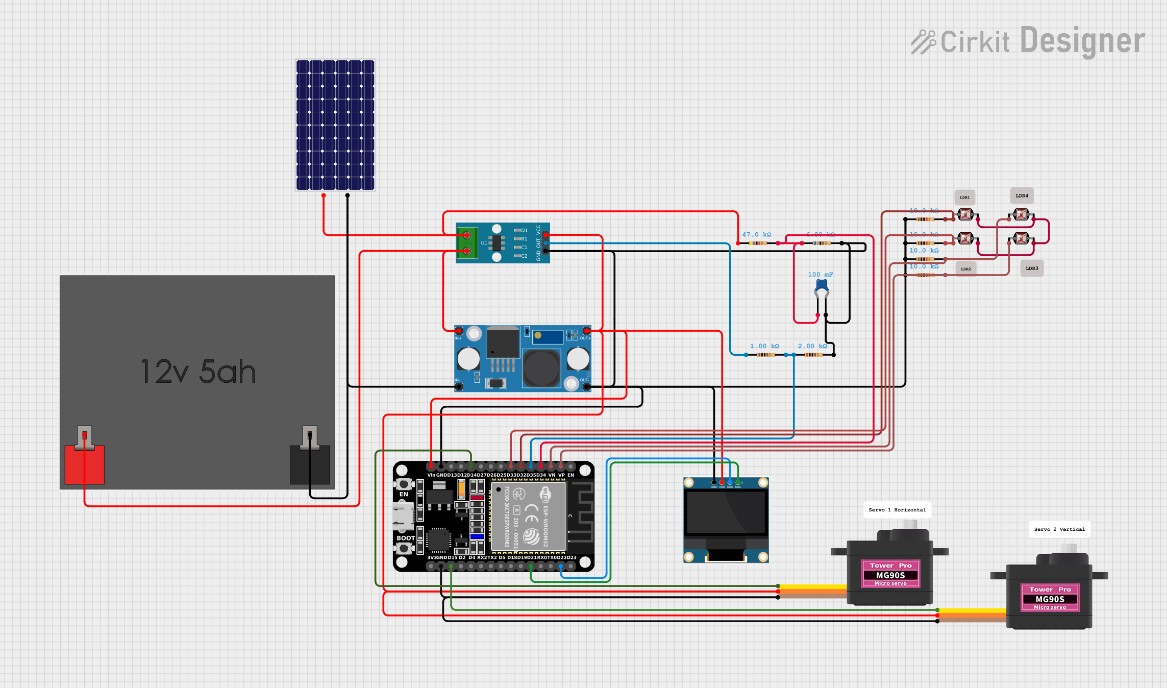 Image of Solar Tracker and Monitoring System: A project utilizing LM2596 Step Down Module in a practical application