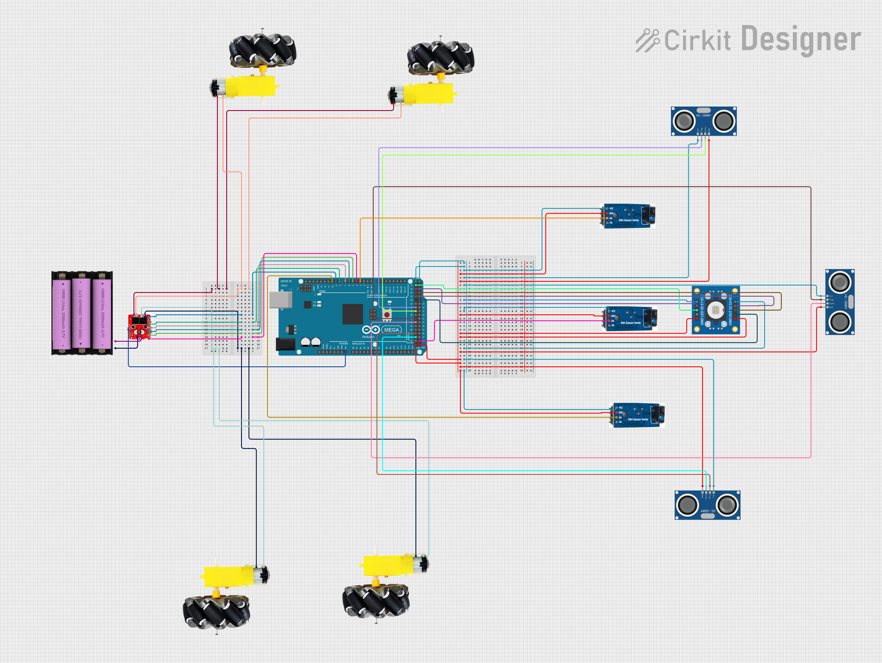 Image of Arduino Mega 2560-Based Autonomous Robot with IR and Ultrasonic Sensors