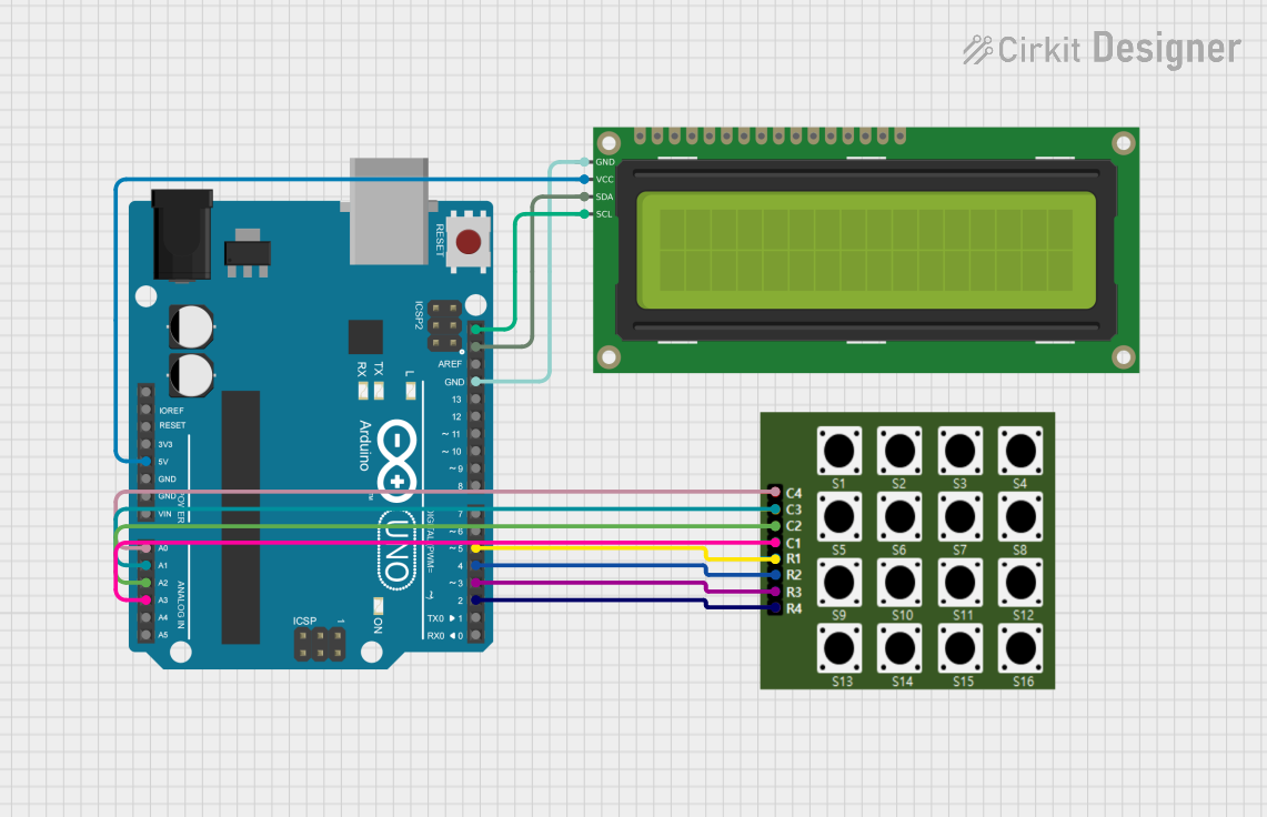 Image of Калькулятор: A project utilizing Module Converter Keypad Matrix 4x4 to I2C in a practical application