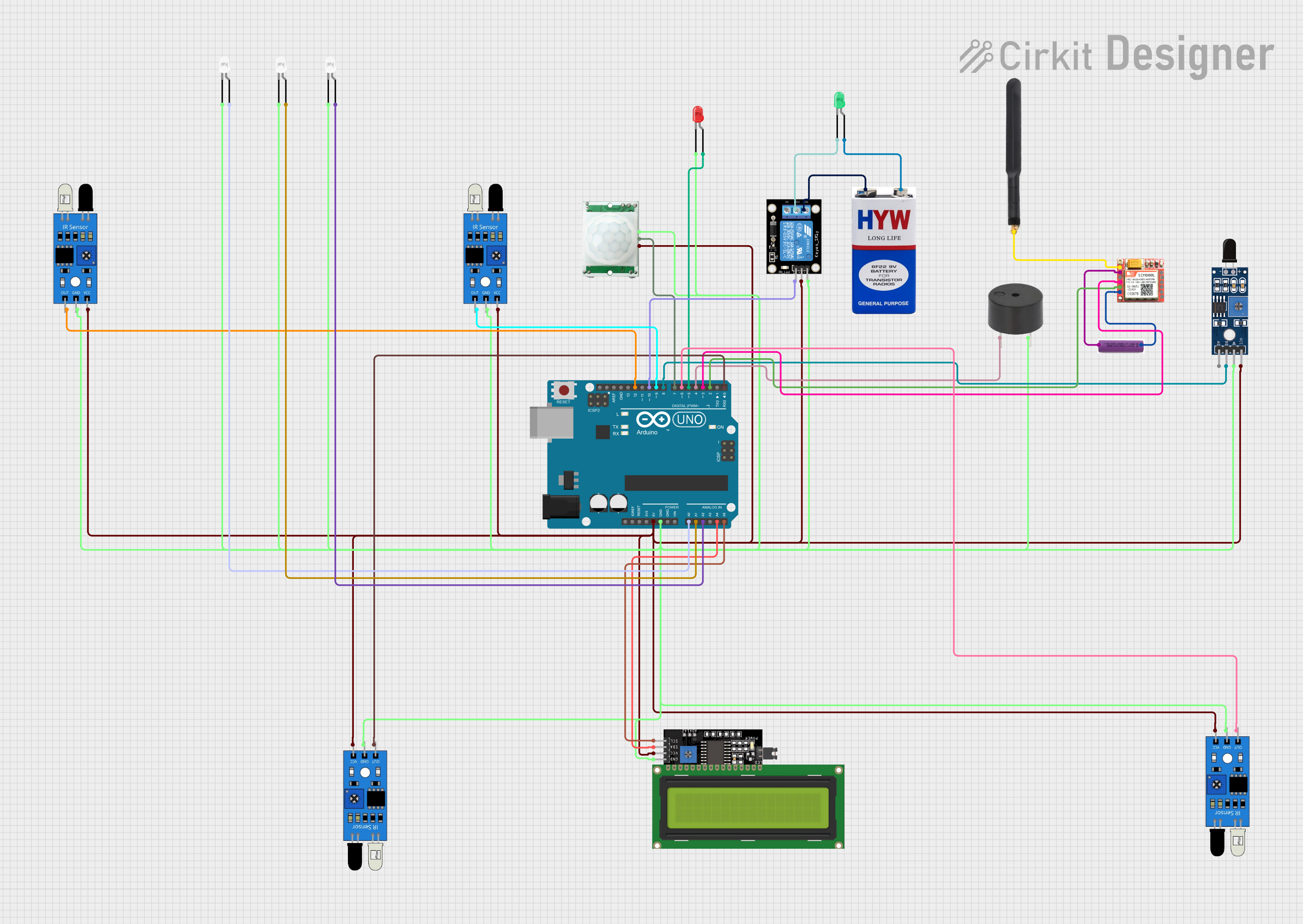 Image of Arduino UNO-Based Security System with Motion and Flame Detection and GSM Notification