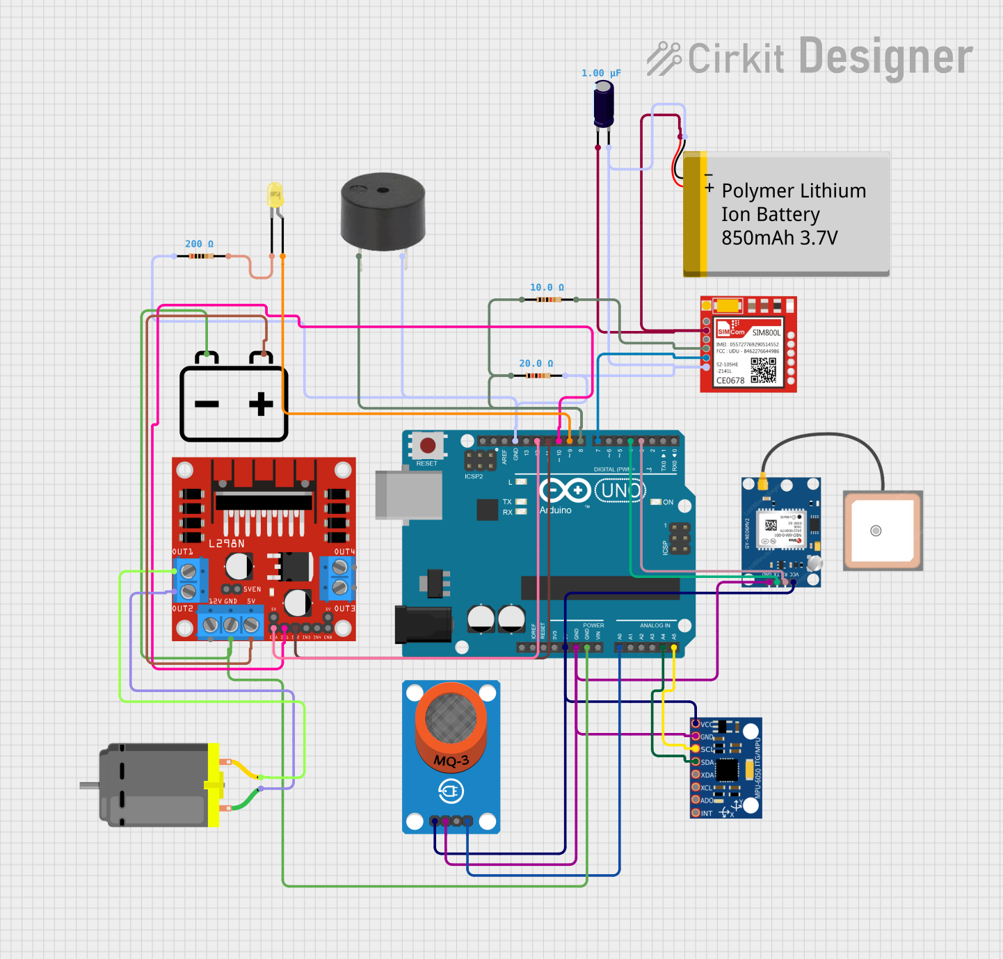Image of Arduino UNO Based Alcohol Detection and Vehicle Control System with GPS and GSM
