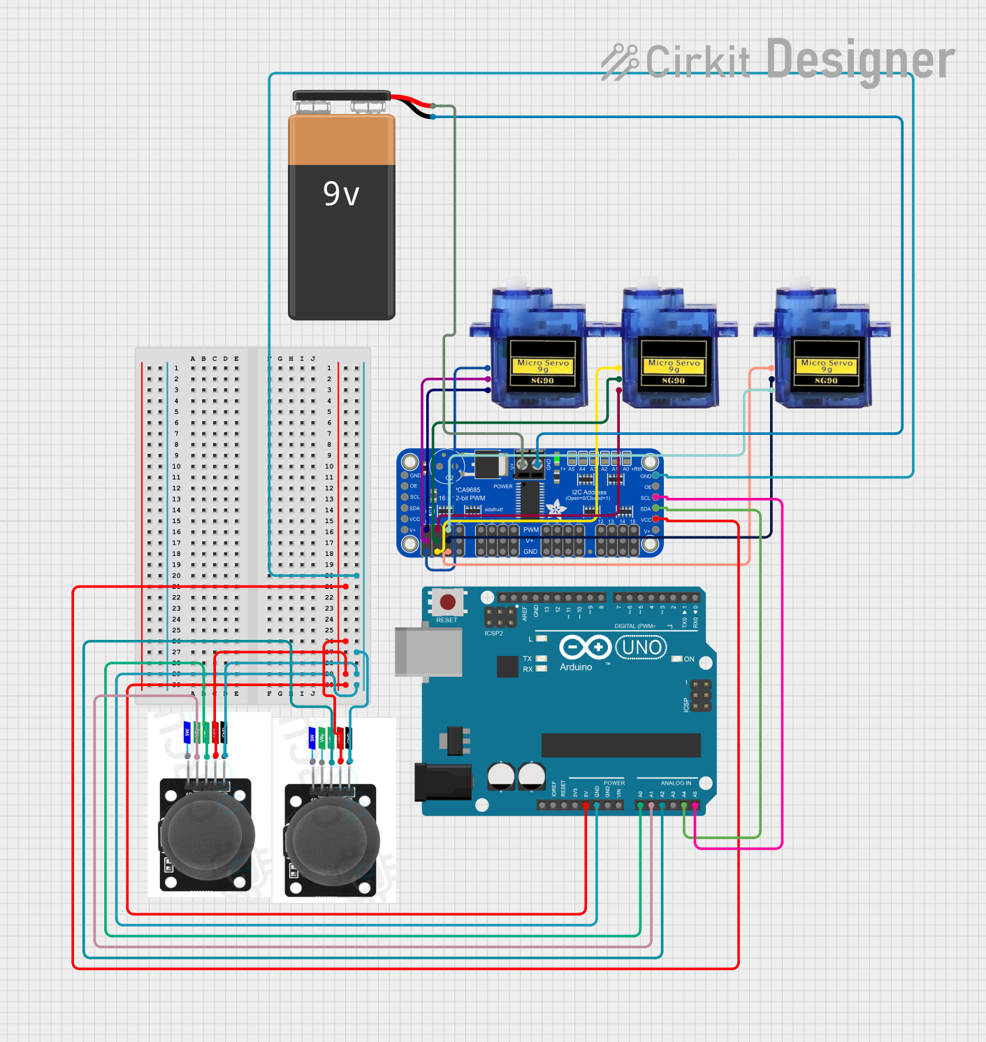 Image of robotic arm function: A project utilizing SparkFun Thumb Joystick Breakout in a practical application