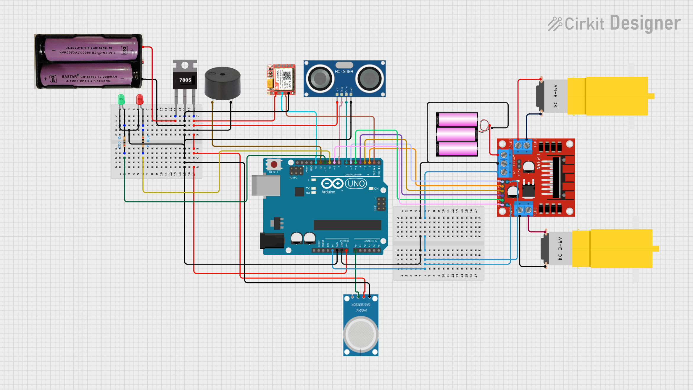 Image of Arduino UNO-Based Smart Robot with Ultrasonic Sensor and GSM Module