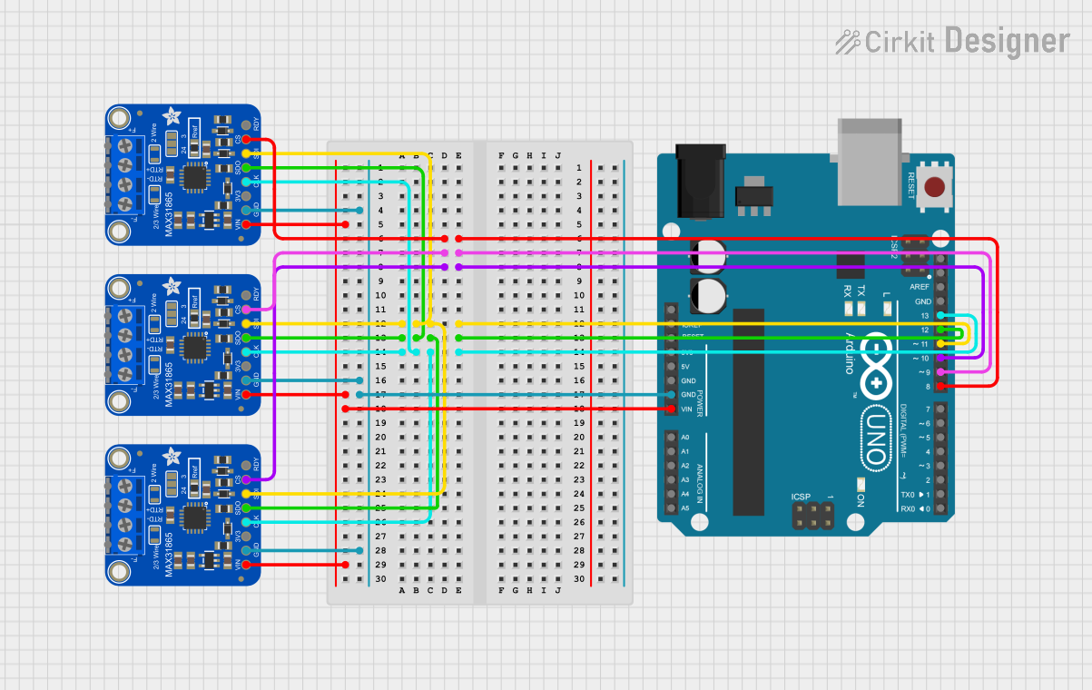 Image of PT100: A project utilizing Adafruit Thermocouple Amplifier with 1-Wire Breakout Board - MAX31850K in a practical application