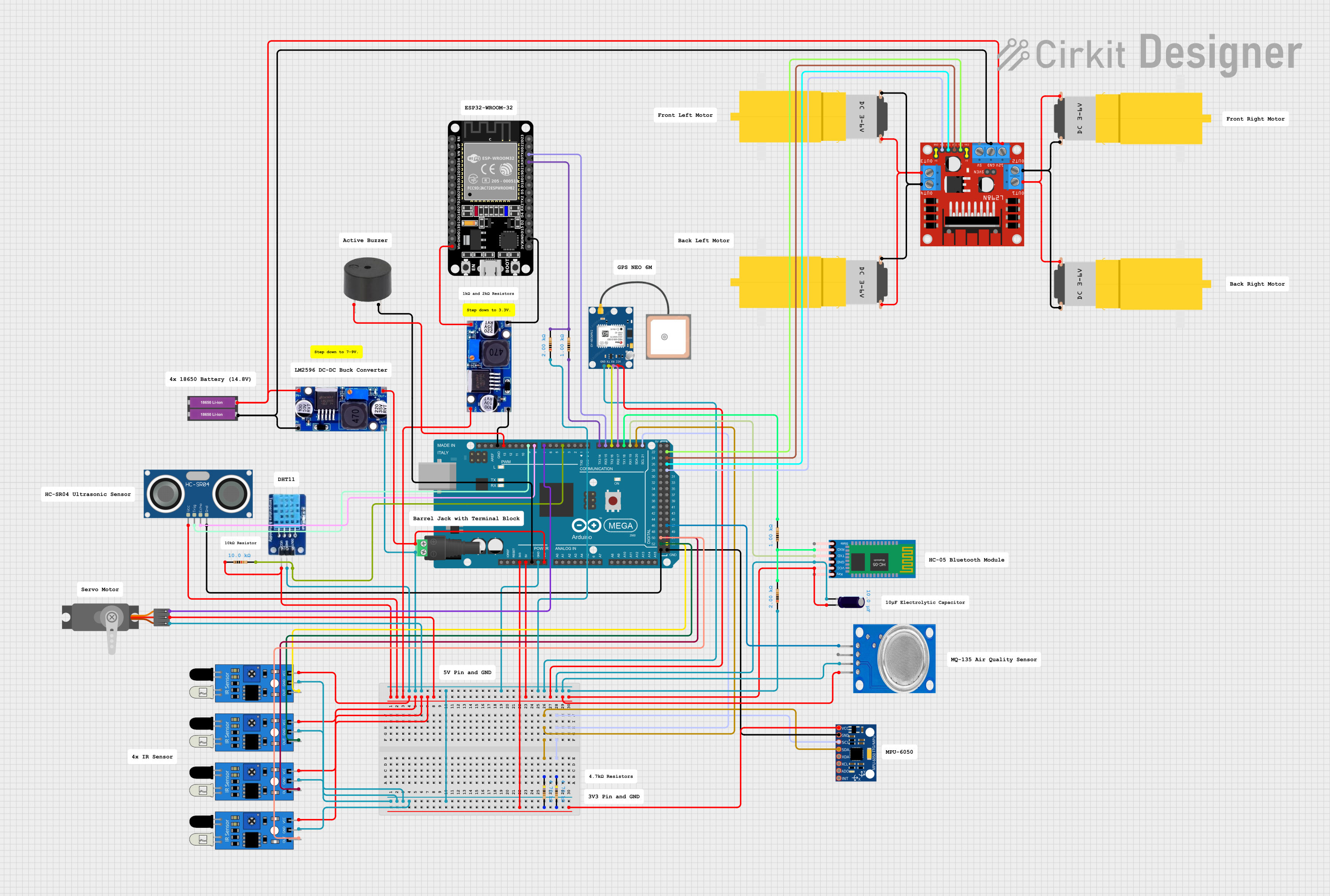 Image of Arduino Mega 2560-Based Smart Robot with Bluetooth and Sensor Integration