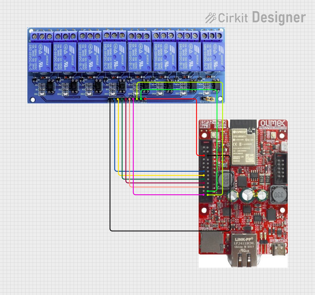 Image of Olimex ESP32-POE2 4Ch X 2 Switches: A project utilizing T73 Series 16 Channel 24V Relay - DIN Rail in a practical application