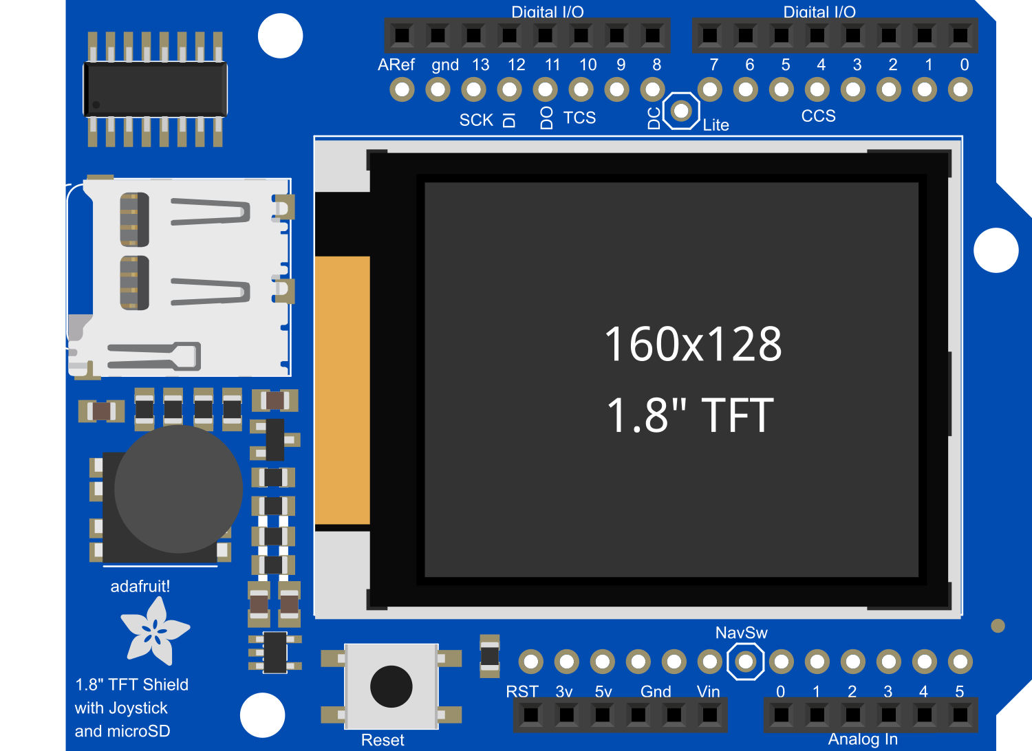 Image of Adafruit 1.8 inch TFT Shield