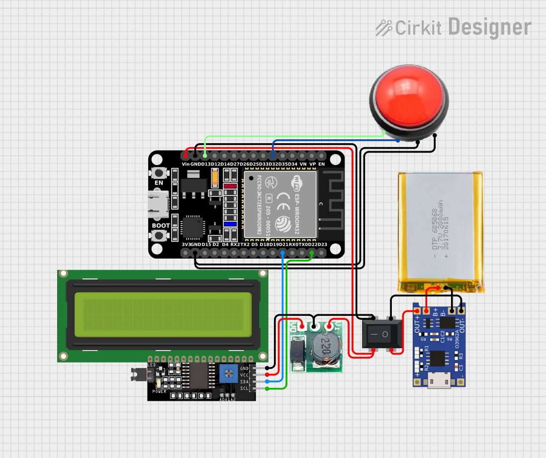 Battery-Powered ESP32 System with I2C LCD and Illuminated Button ...